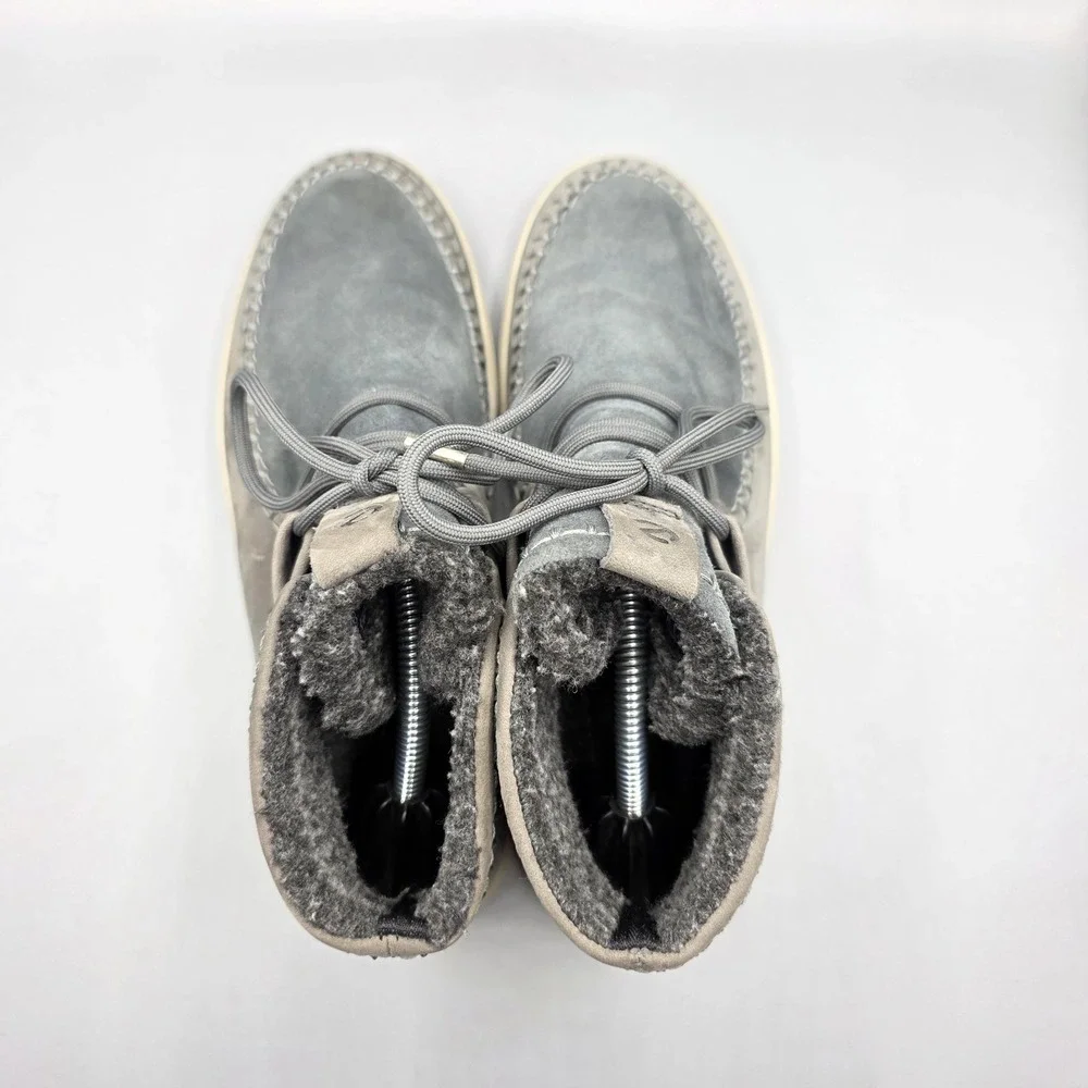 Ecco Boots Womens 8 Gray Blue Ankle Booties Lined Chukka Moccasin‎ Toe Warm